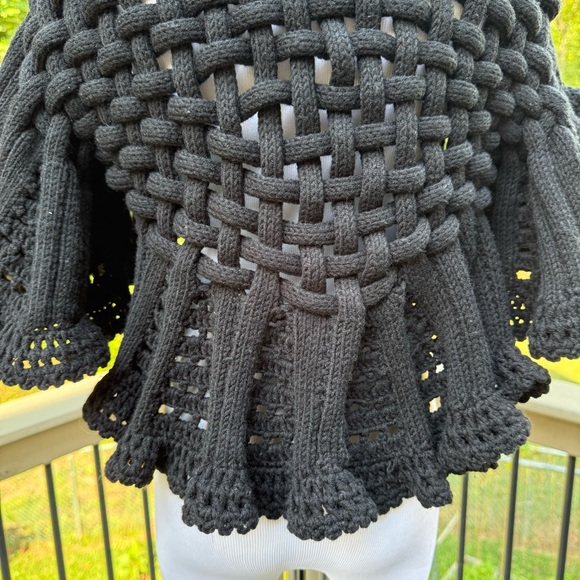 Inner Child crochet knitted open cropped cardigan in black - Picture 5 of 14